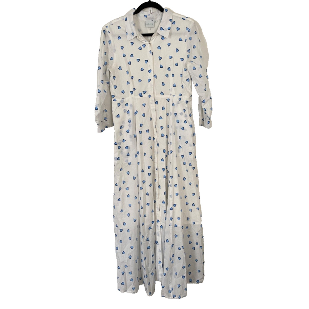 Julia Amory Womens's M Shirt Maxi Dress Heart Patterned Cottagecore Feminine